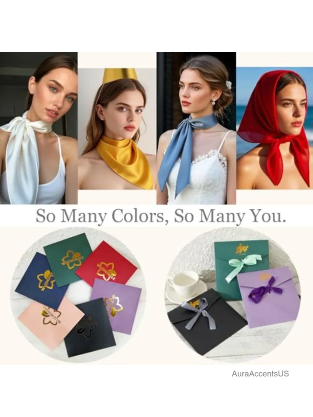 100% Mulberry Silk Square Neck Scarf 27x27 Versatile Hair Wrap